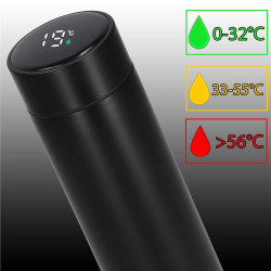 Nerezová termoska s teplomerom + sitko 500 ml SPRINGOS THERMOS čierna