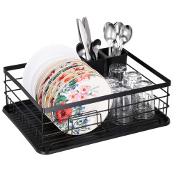 Odkvapkávač na riad 42x31,5 cm SPRINGOS RIVUS čierny