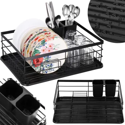 Odkvapkávač na riad 42x31,5 cm SPRINGOS RIVUS čierny