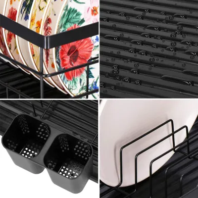 Odkvapkávač na riad 42x31,5 cm SPRINGOS RIVUS čierny