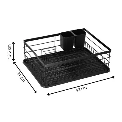 Odkvapkávač na riad 42x31,5 cm SPRINGOS RIVUS čierny