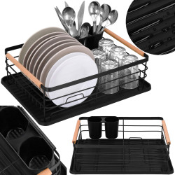 Odkvapkávač na riad 42x31 cm SPRINGOS LAVIO čierny