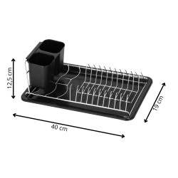 Odkvapkávač na riad 40x19 cm SPRINGOS SECADO čierny