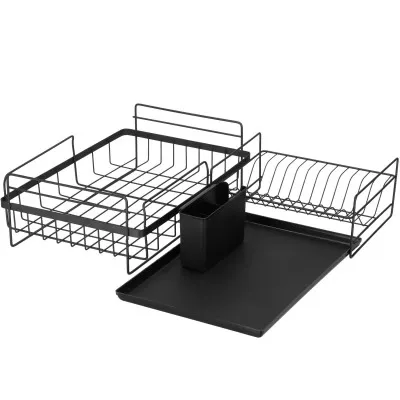 Odkvapkávač na riad 2 poschodia 50x30 cm SPRINGOS AQUADRY čierny