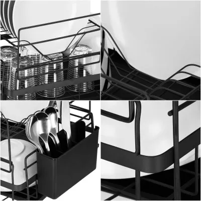 Odkvapkávač na riad 2 poschodia 50x30 cm SPRINGOS AQUADRY čierny