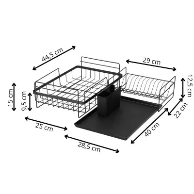 Odkvapkávač na riad 2 poschodia 50x30 cm SPRINGOS AQUADRY čierny