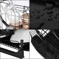 Odkvapkávač na riad 2 poschodia 52x24,5 cm SPRINGOS RINSERO čierny