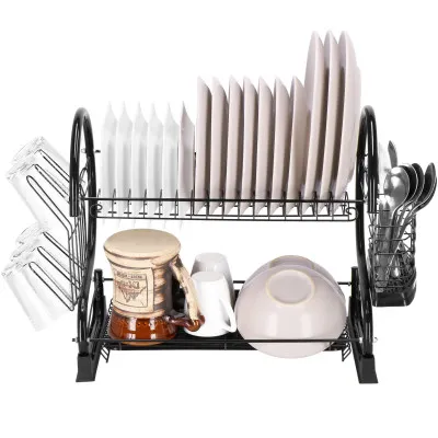 Odkvapkávač na riad 2 poschodia 52x24,5 cm SPRINGOS RINSERO čierny