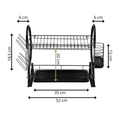 Odkvapkávač na riad 2 poschodia 52x24,5 cm SPRINGOS RINSERO čierny