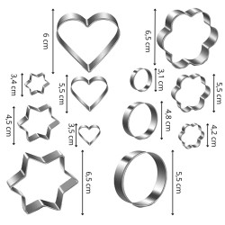 Vykrajovače na pečivo nerezové SPRINGOS KI0120 sada 12 ks