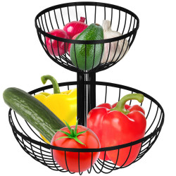 Misa na ovocie 2 poschodia drôtené SPRINGOS ORBIT čierna
