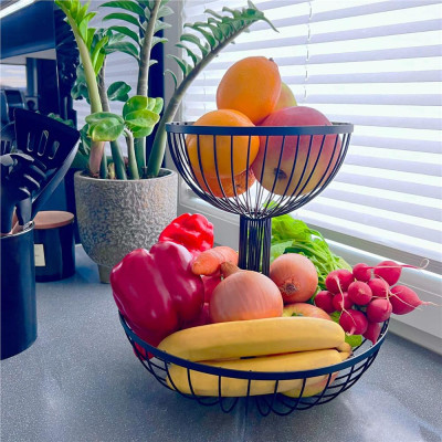 Misa na ovocie 2 poschodia drôtené SPRINGOS ORBIT čierna