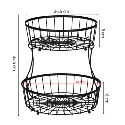 Misa na ovocie 2 poschodia drôtené SPRINGOS ZEPHYR čierna