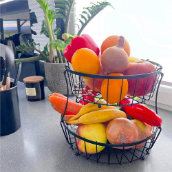 Misa na ovocie 2 poschodia drôtené SPRINGOS ZEPHYR čierna