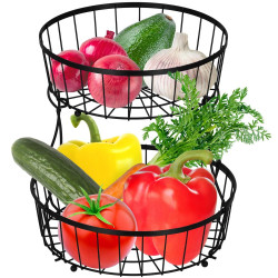 Misa na ovocie 2 poschodia drôtené SPRINGOS ZEPHYR čierna