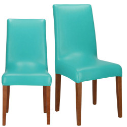 Poťah na stoličku elastický imitácia kože SPRINGOS HA0167 tyrkysový