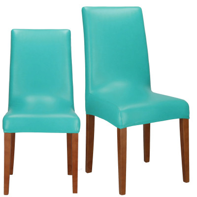 Poťah na stoličku elastický imitácia kože SPRINGOS HA0167 tyrkysový