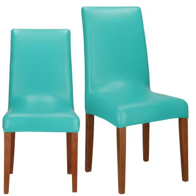 Poťah na stoličku elastický imitácia kože SPRINGOS HA0167 tyrkysový