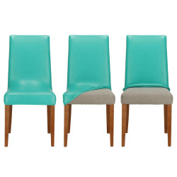 Poťah na stoličku elastický imitácia kože SPRINGOS HA0167 tyrkysový