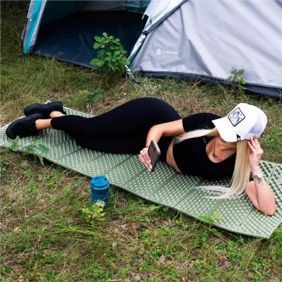 Turistická karimatka 182x60 cm SPRINGOS PM0010 zelená/sivá