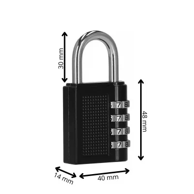 Visiaci zámok na kód SPRINGOS GA0078 čierny