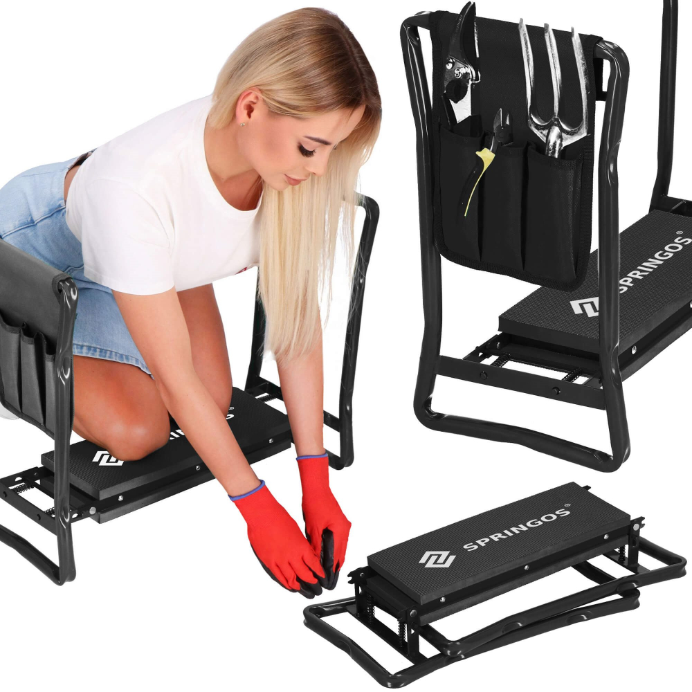 Multifunkčná záhradná stolička kľakačka SPRINGOS KLETO čierna