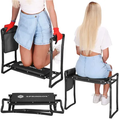 Multifunkčná záhradná stolička kľakačka SPRINGOS KLETO čierna