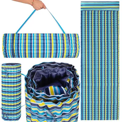 Plážová podložka s vankúšom 180x60 cm SPRINGOS PM0017 modrá