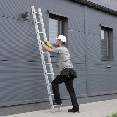 Hliníkový rebrík 1x17 priečok jednodielny DRABEST DP-17 PRO