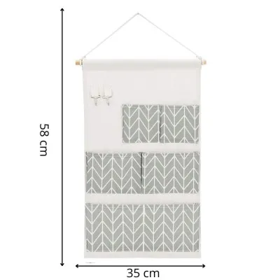 Závesný organizér 5 vreciek SPRINGOS HA0144 sivý