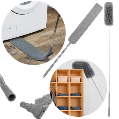 Teleskopická prachovka s 2 nástavcami 75-255 cm SPRINGOS HA7462 sivá