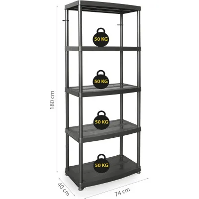 Plastový regál 180x70x40 cm 5 políc DRABEST RP50