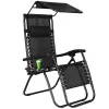 Záhradné polohovacie kreslo so strieškou SPRINGOS ZERO GRAVITY čierne