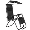 Záhradné polohovacie kreslo so strieškou SPRINGOS ZERO GRAVITY čierne