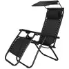 Záhradné polohovacie kreslo so strieškou SPRINGOS ZERO GRAVITY čierne