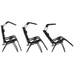 Záhradné polohovacie kreslo so strieškou SPRINGOS ZERO GRAVITY čierne