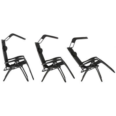 Záhradné polohovacie kreslo so strieškou SPRINGOS ZERO GRAVITY čierne