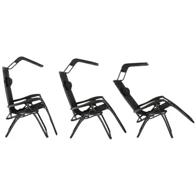 Záhradné polohovacie kreslo so strieškou SPRINGOS ZERO GRAVITY čierne