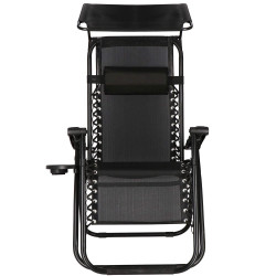 Záhradné polohovacie kreslo so strieškou SPRINGOS ZERO GRAVITY čierne