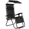 Záhradné polohovacie kreslo so strieškou SPRINGOS ZERO GRAVITY čierne