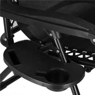 Záhradné polohovacie kreslo so strieškou SPRINGOS ZERO GRAVITY čierne