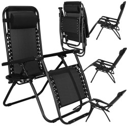 Záhradné polohovacie kreslo SPRINGOS ZERO GRAVITY čierne