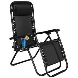 Záhradné polohovacie kreslo SPRINGOS ZERO GRAVITY čierne