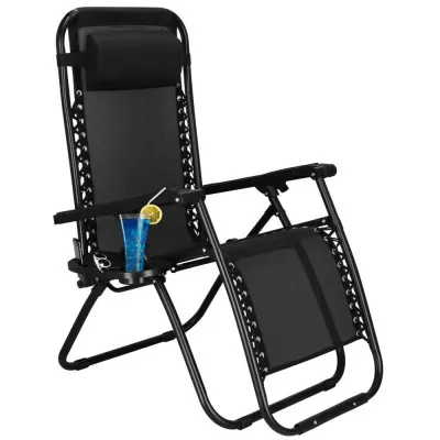 Záhradné polohovacie kreslo SPRINGOS ZERO GRAVITY čierne