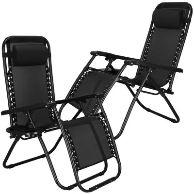 Záhradné polohovacie kreslo SPRINGOS ZERO GRAVITY čierne