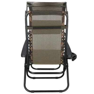 Záhradné polohovacie kreslo so strieškou SPRINGOS ZERO GRAVITY čierno-hnedé