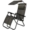 Záhradné polohovacie kreslo so strieškou SPRINGOS ZERO GRAVITY čierno-hnedé
