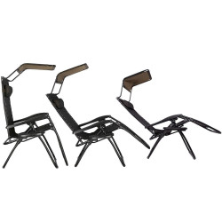 Záhradné polohovacie kreslo so strieškou SPRINGOS ZERO GRAVITY čierno-hnedé