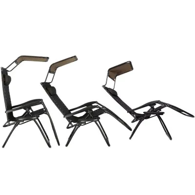 Záhradné polohovacie kreslo so strieškou SPRINGOS ZERO GRAVITY čierno-hnedé