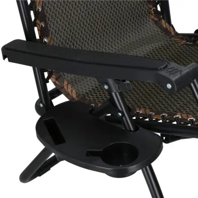 Záhradné polohovacie kreslo so strieškou SPRINGOS ZERO GRAVITY čierno-hnedé